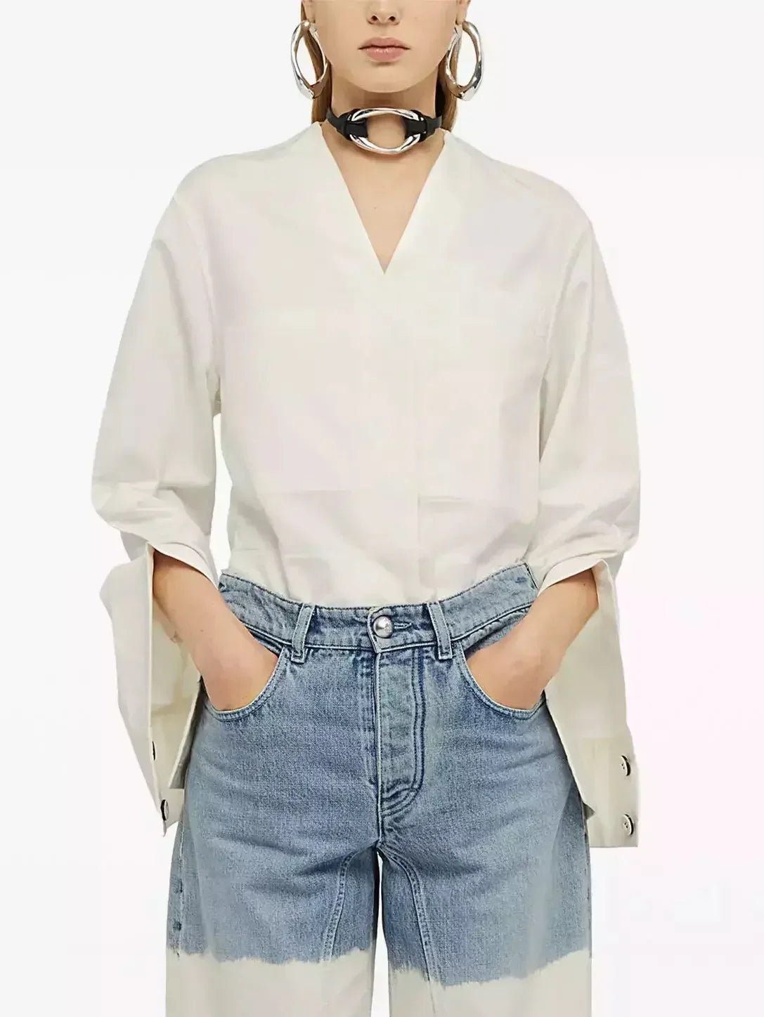 Cotton Raised Placket Utility Shirt-Jacket - Jackets