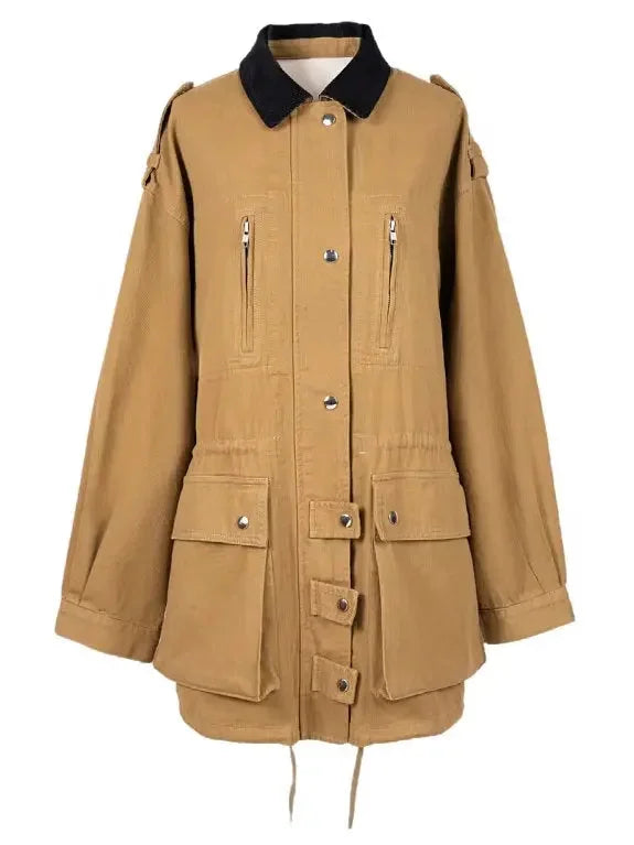 Cotton Twill Drawstring Parka Jacket - Jackets