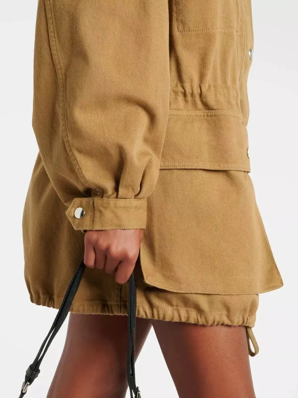 Cotton Twill Drawstring Parka Jacket - Jackets