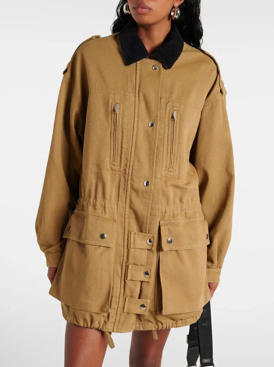 Cotton Twill Drawstring Parka Jacket - Jackets
