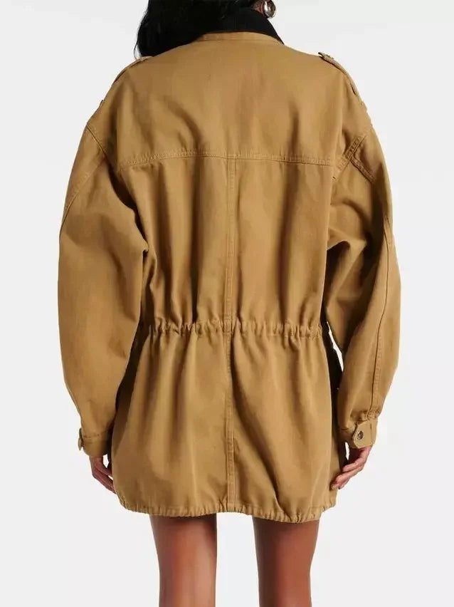 Cotton Twill Drawstring Parka Jacket - Jackets