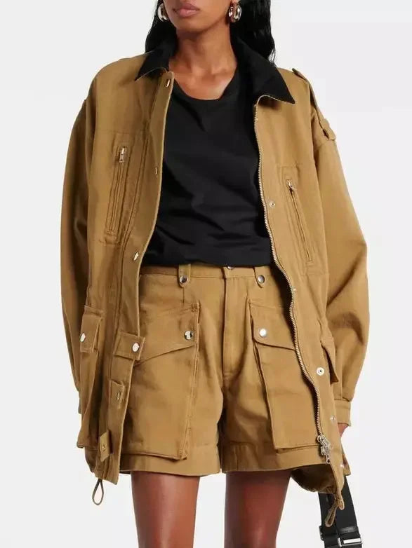 Cotton Twill Drawstring Parka Jacket - Jackets