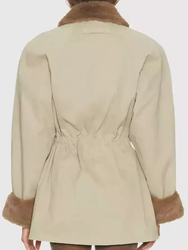 Cotton Utility Jacket with Faux-Fur Collar and Cuffs - Jackets