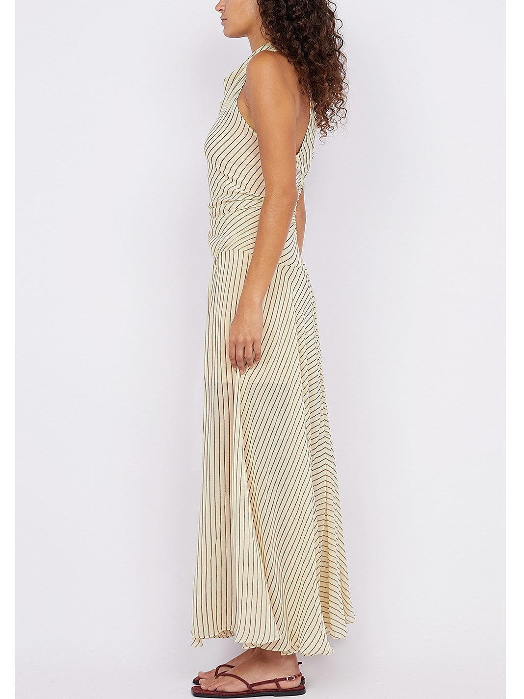 Cowl-Neck Striped Halter Wrap Dress - Dresses
