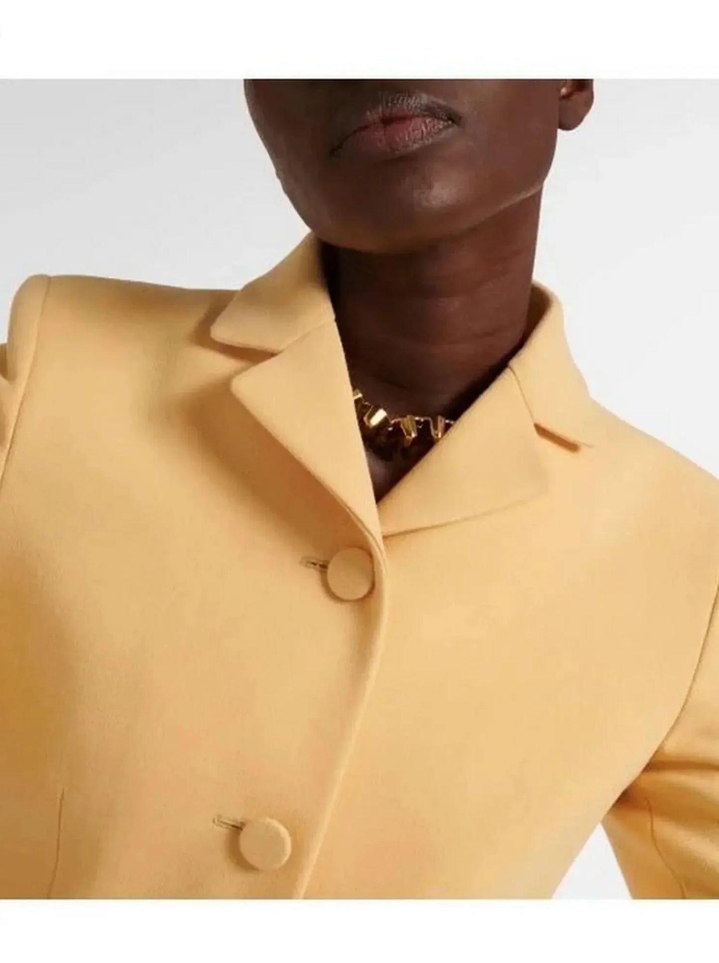 Crepe Single-Breasted Fitted Yellow Blazer - Jackets