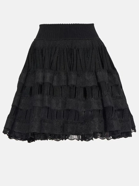 Crinoline Knit Mini Skirt in Black - Skirts