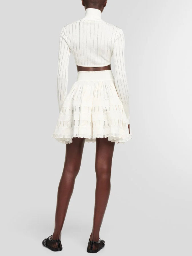 Crinoline Knit Mini Skirt in White - Skirts