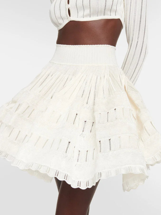 Crinoline Knit Mini Skirt in White - Skirts