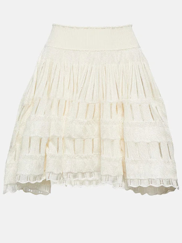 Crinoline Knit Mini Skirt in White - Skirts