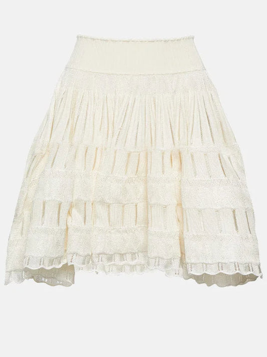 Crinoline Knit Mini Skirt in White - Skirts