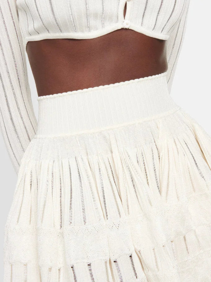 Crinoline Knit Mini Skirt in White - Skirts