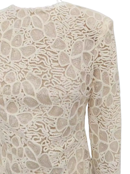 Crochet Embroidery Sequined Maxi Dress in Ivory - Dresses