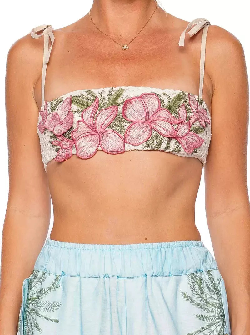 Crochet Floral Embroidered Crop Top and Cargo Pant Set for trendy casual style