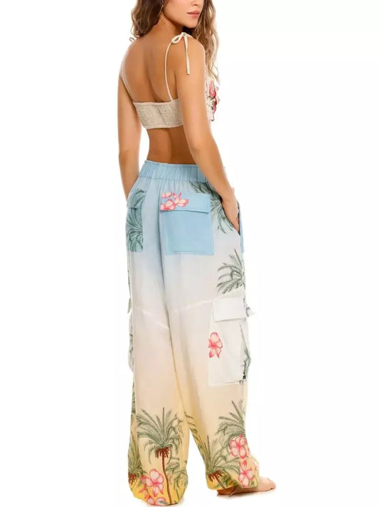 Tropical print cargo pants from Crochet Floral Embroidered Crop Top and Cargo Pant Set