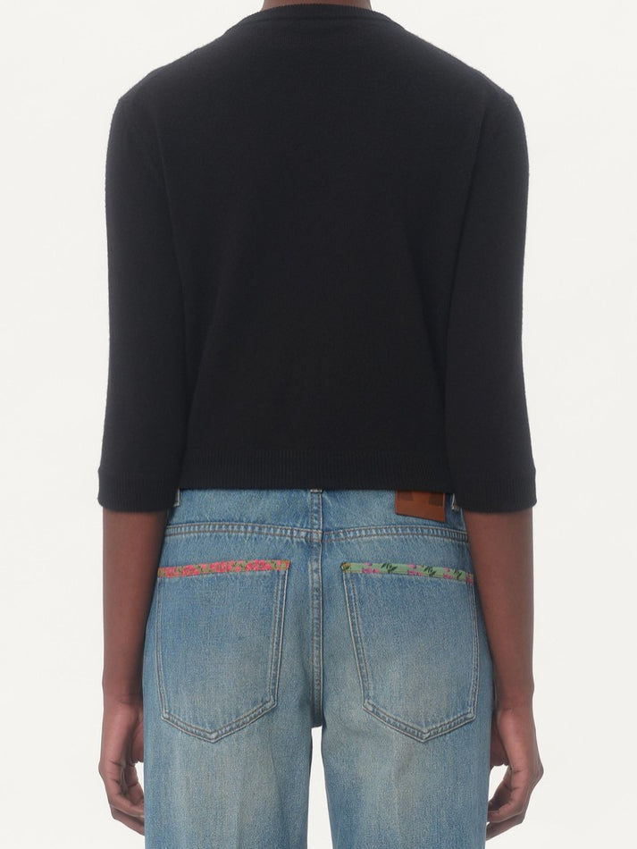 Cropped Cardigan with Bow-Detail - Sweaters & Knitwear