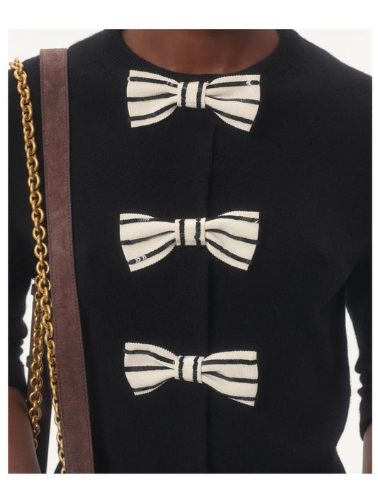 Cropped Cardigan with Bow-Detail - Sweaters & Knitwear