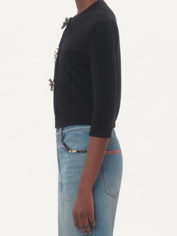 Cropped Cardigan with Bow-Detail - Sweaters & Knitwear
