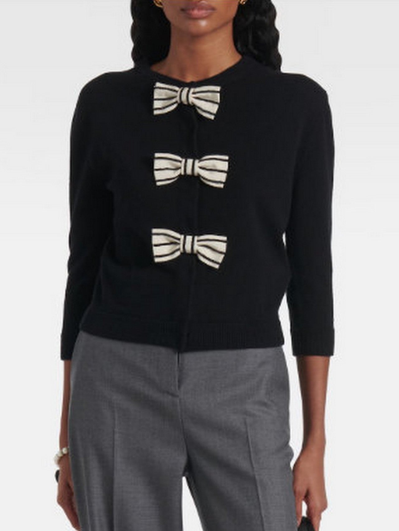 Cropped Cardigan with Bow-Detail - Small - Sweaters & Knitwear