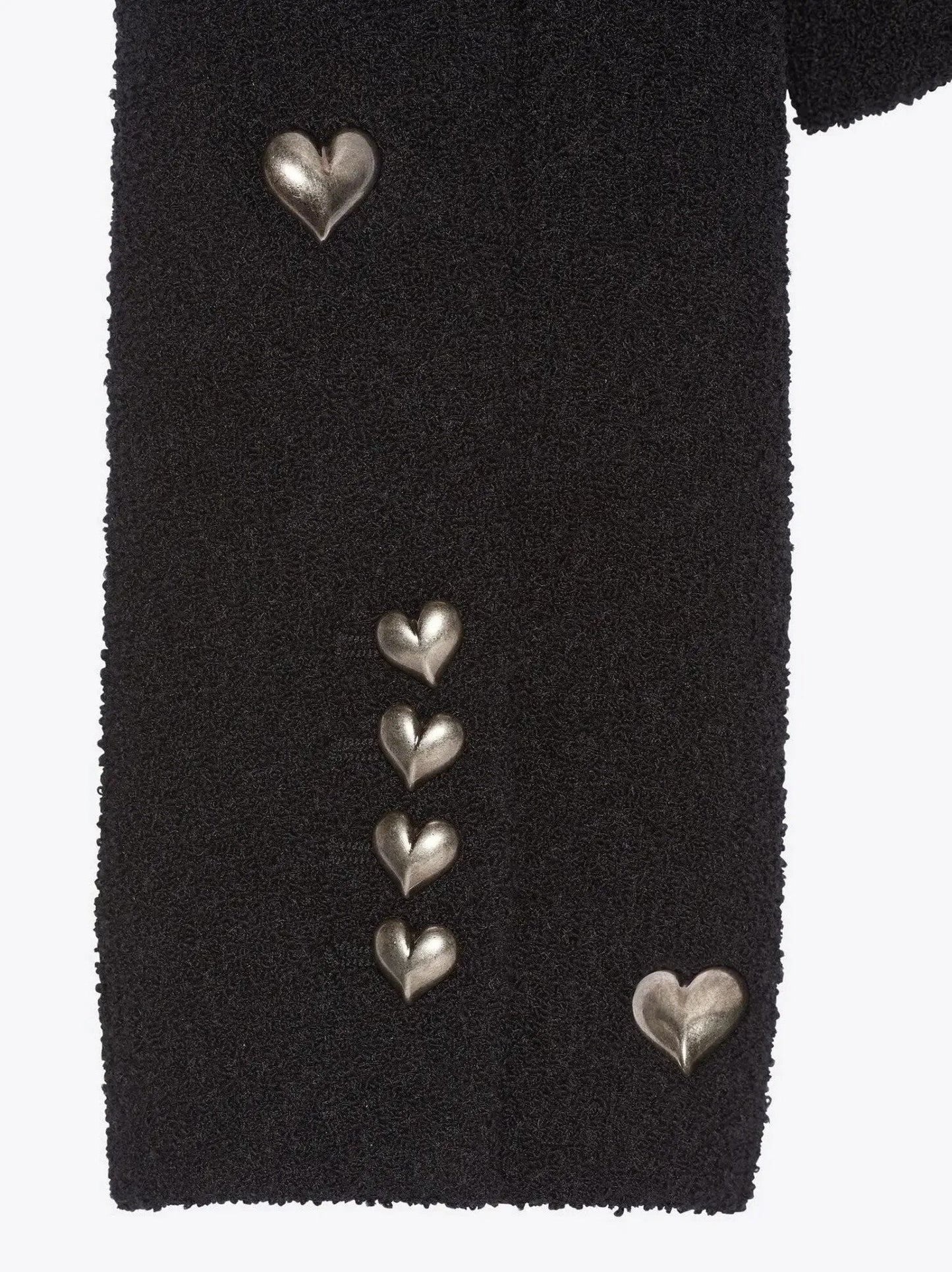 Cropped Heart-Embellished Jacket in Boucle Tweed - Jackets