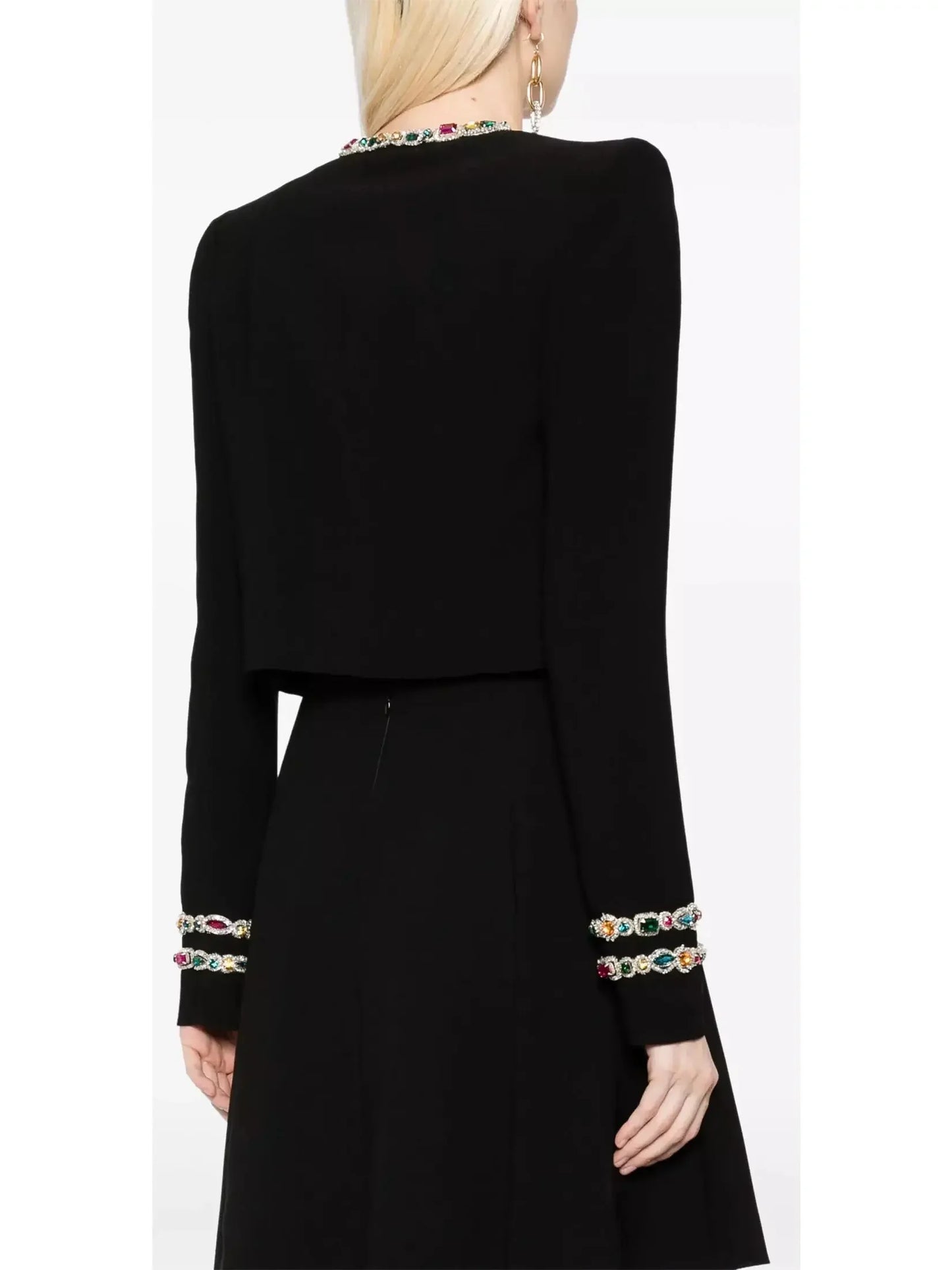 Crystal-Embellished Cady Cropped Jacket and Skirt Set - Suits & Sets