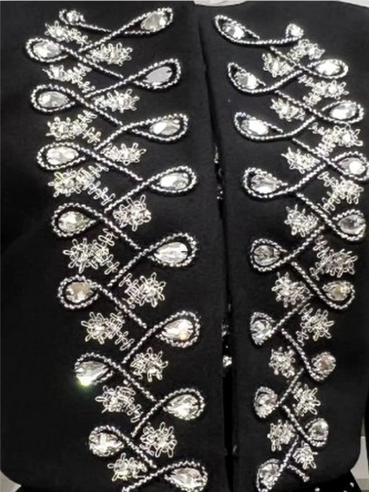 Crystal-Embellished Cropped Jacket - Small / Black - Jackets