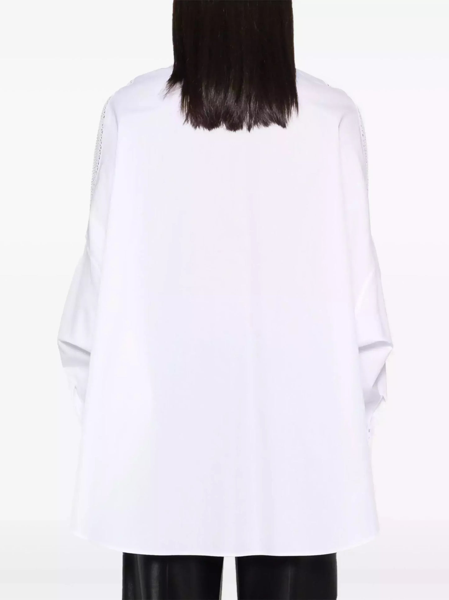 Crystal Embellished Cut-Out White Blouse - Tops