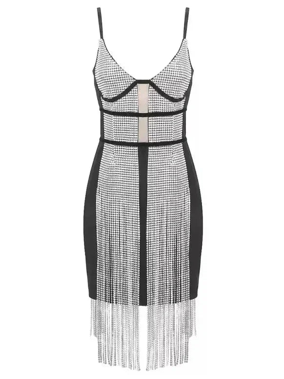 Crystal-Embellished Fringed Cady Mini Dress - Dresses