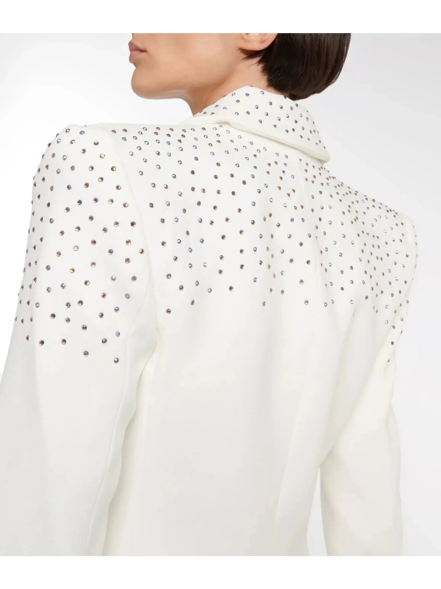 Crystal-Embellished Jacket and Skirt Set White - Suits & Sets