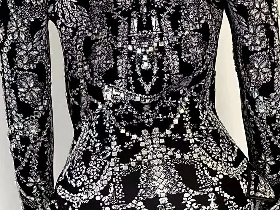 Crystal-Embellished Jewel-Printed Blazer Dress - Dresses