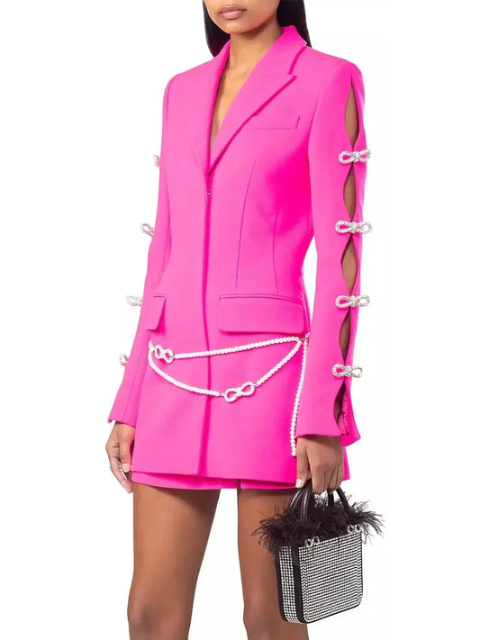 Crystal & Faux Pearl-Embellished Blazer Mini Dress - Dresses