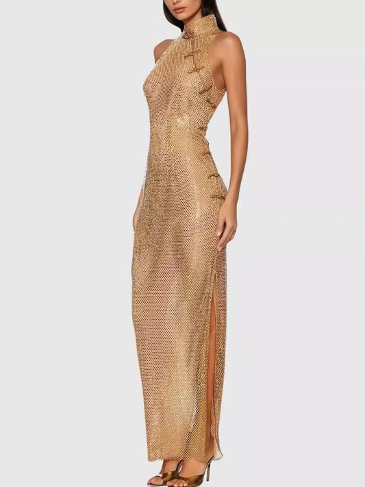 Crystal Net Dress with Chinese Knot Fastenings - Dresses