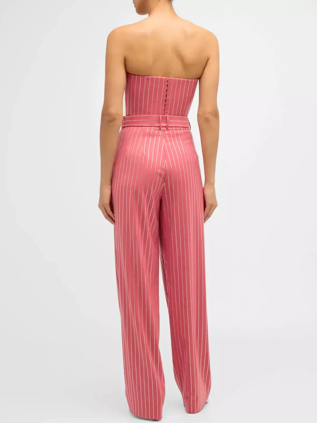 Crystal Pinstripe Pink Single-Breasted Blazer and Pant Suit - Suits & Sets