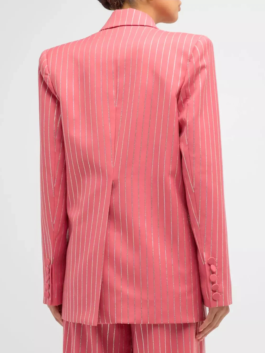 Crystal Pinstripe Pink Single-Breasted Blazer and Pant Suit - Suits & Sets