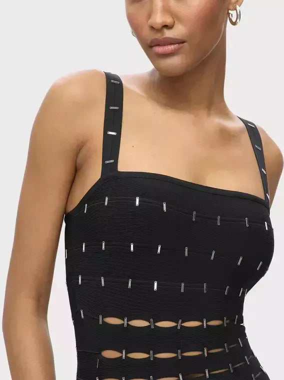 Cut-Out Embellished Sculpted Dress - Dresses