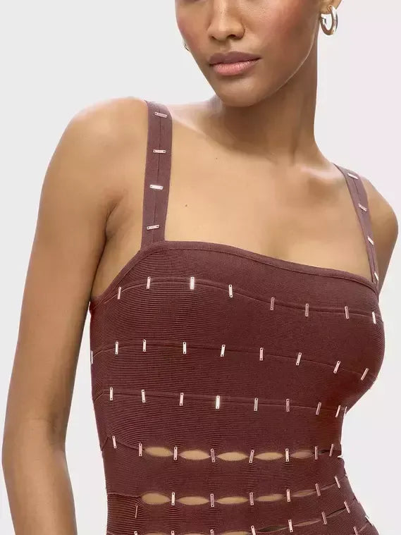 Cut-Out Embellished Sculpted Dress - Dresses