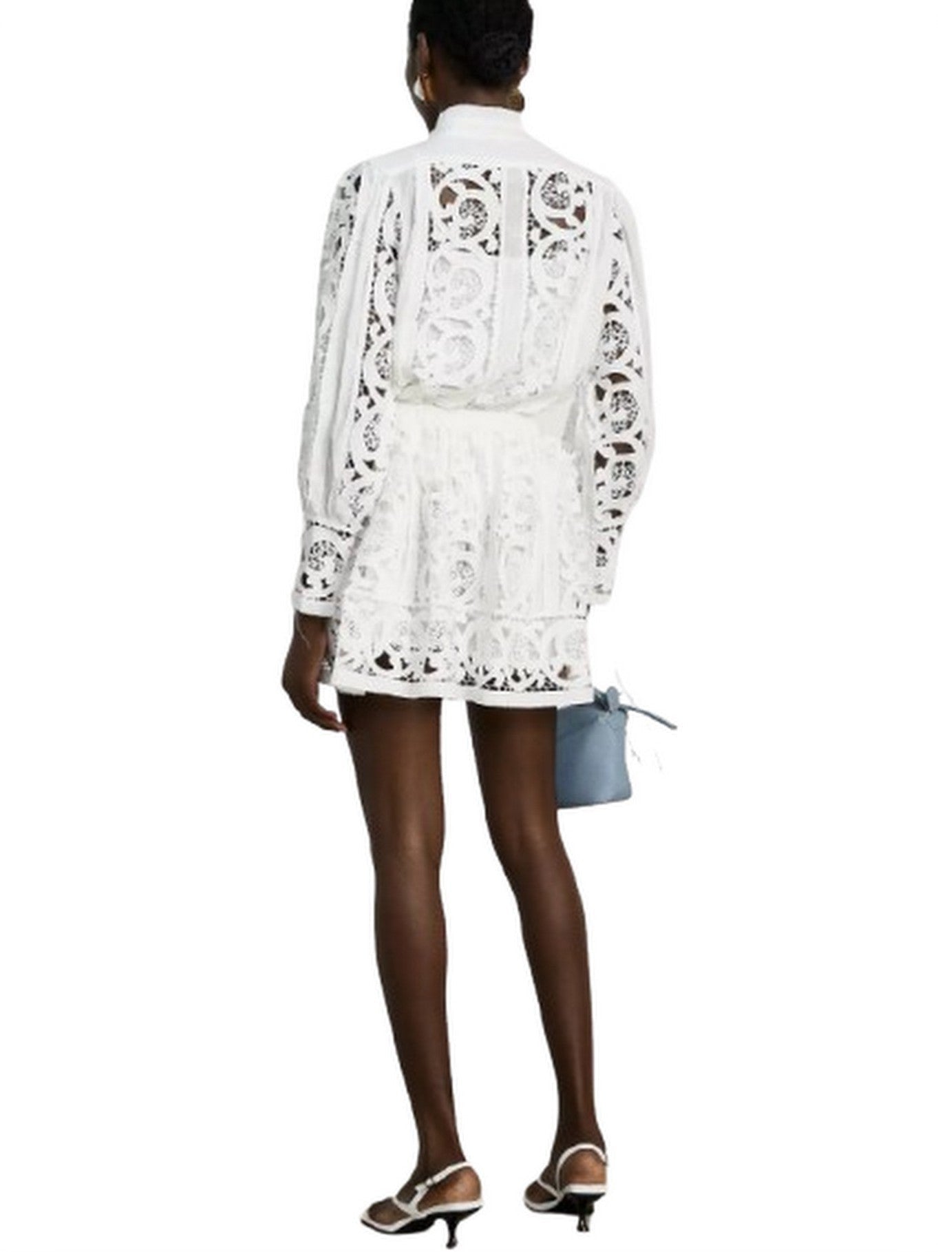Cut-Out Lace-Embroidered Blouse and Skirt Set - Suits & Sets
