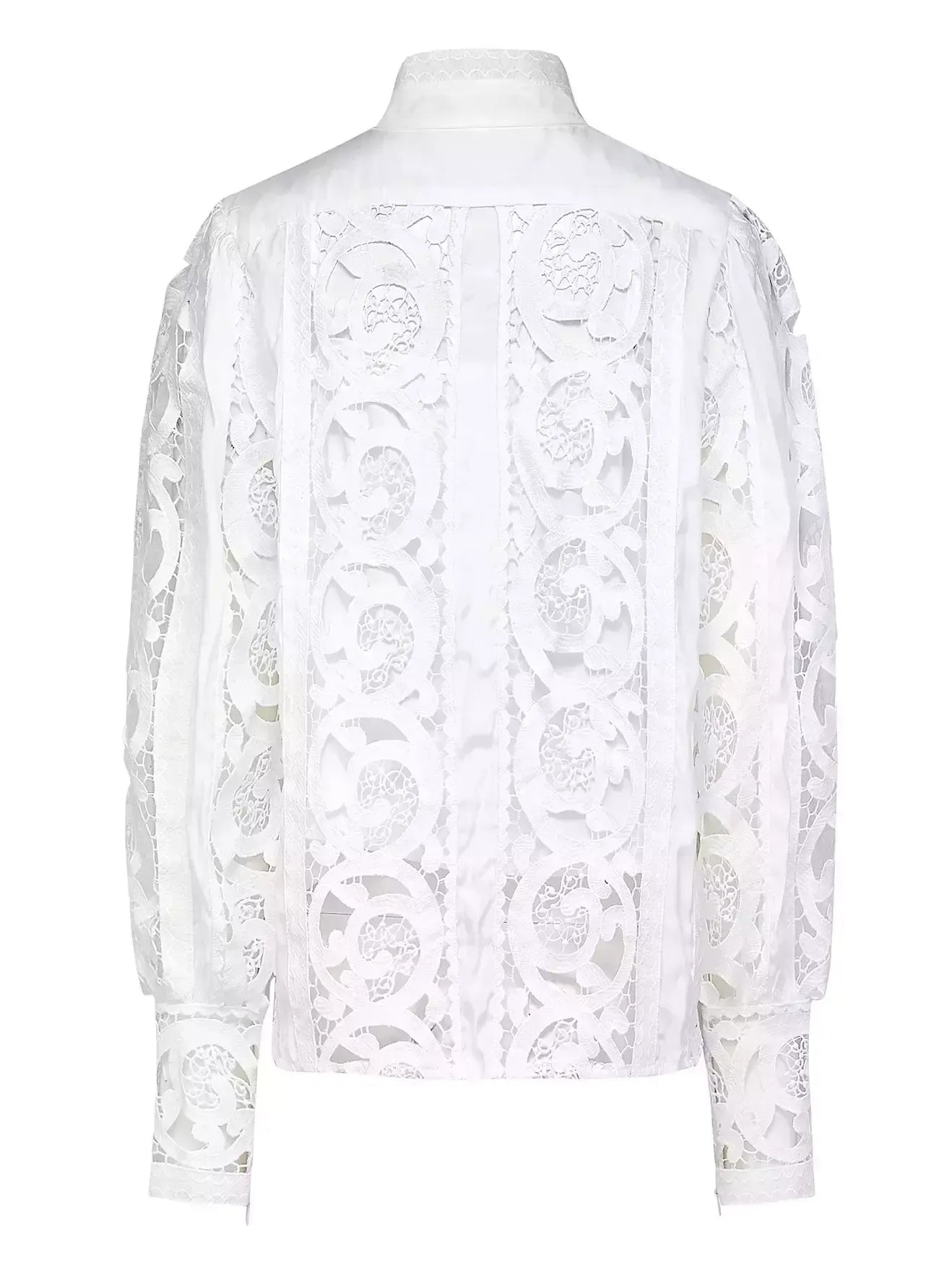 Cut-Out Lace-Embroidered Blouse and Skirt Set - Suits & Sets