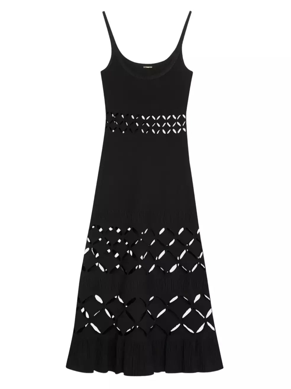 Cut-Out Long Knit Dress in Black - Dresses