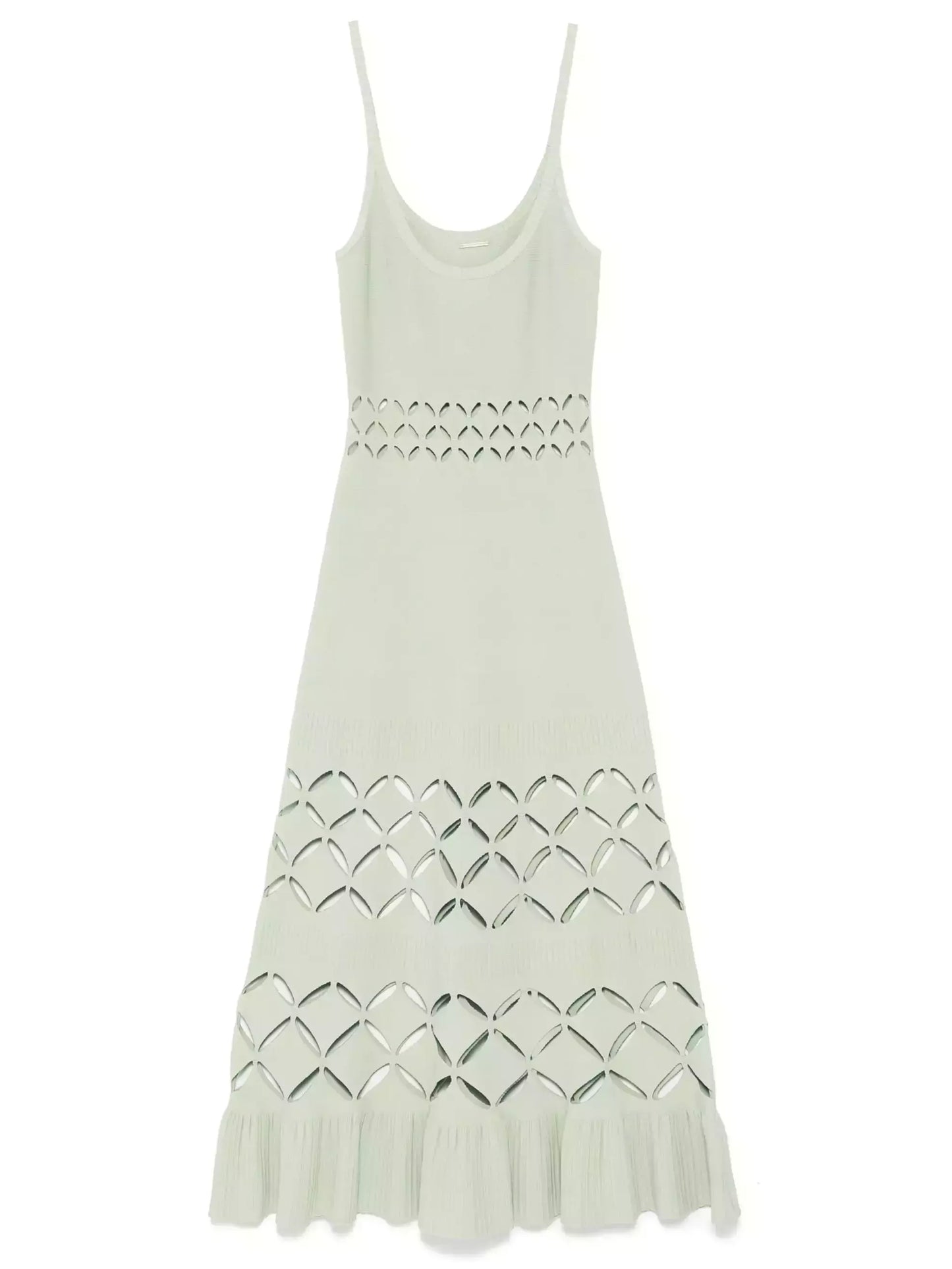 Cut-Out Long Knit Dress in Mint Green - Dresses