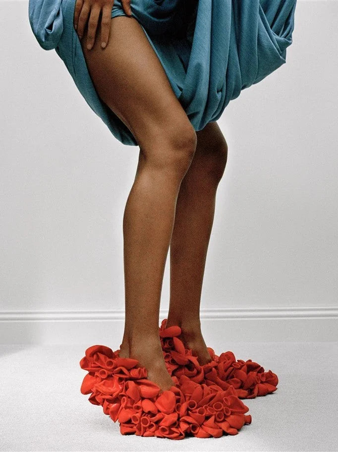 Deflated Balloon-Embellished Pumps - Footwear