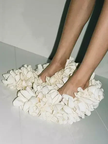 Deflated Balloon-Embellished Pumps - Footwear