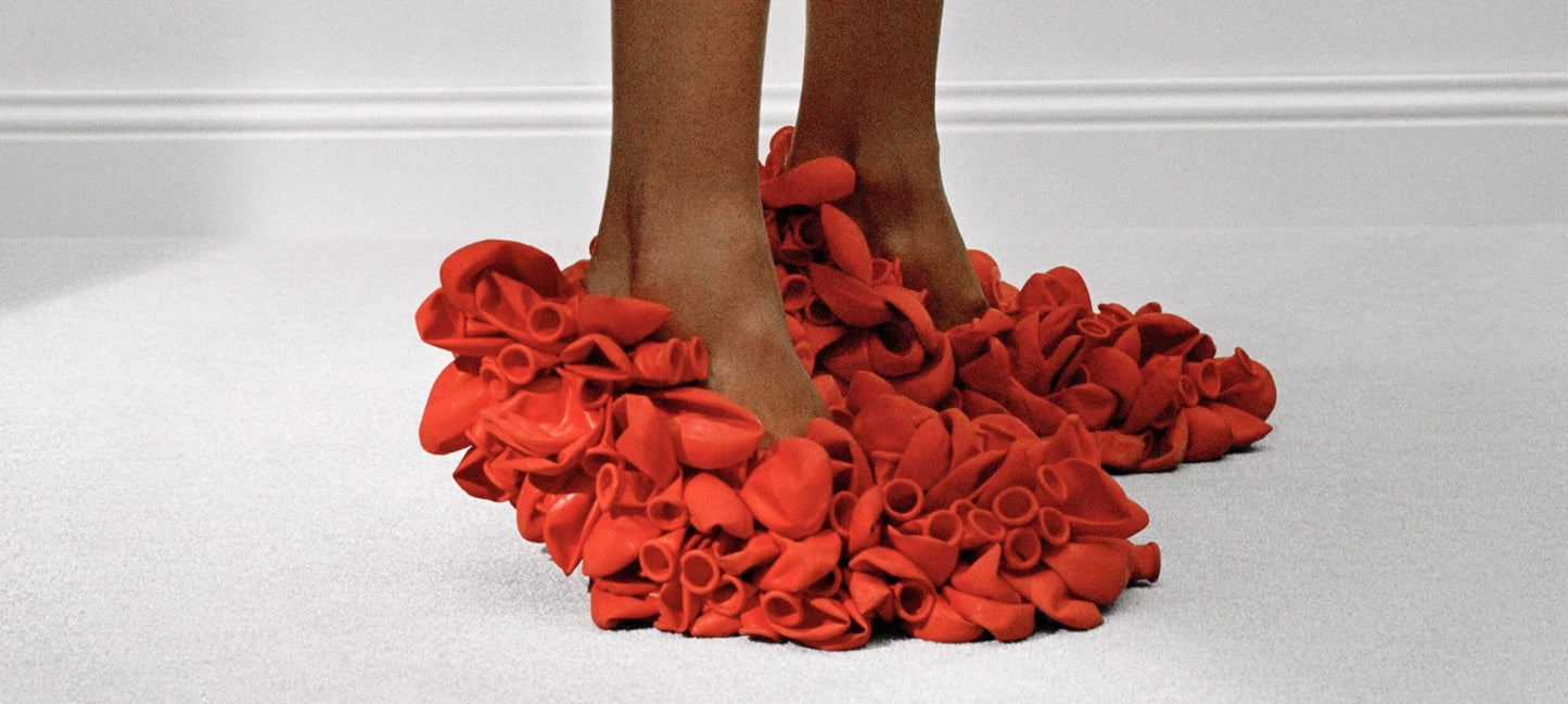 Deflated Balloon-Embellished Pumps - Footwear