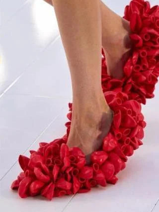 Deflated Balloon-Embellished Pumps - Footwear