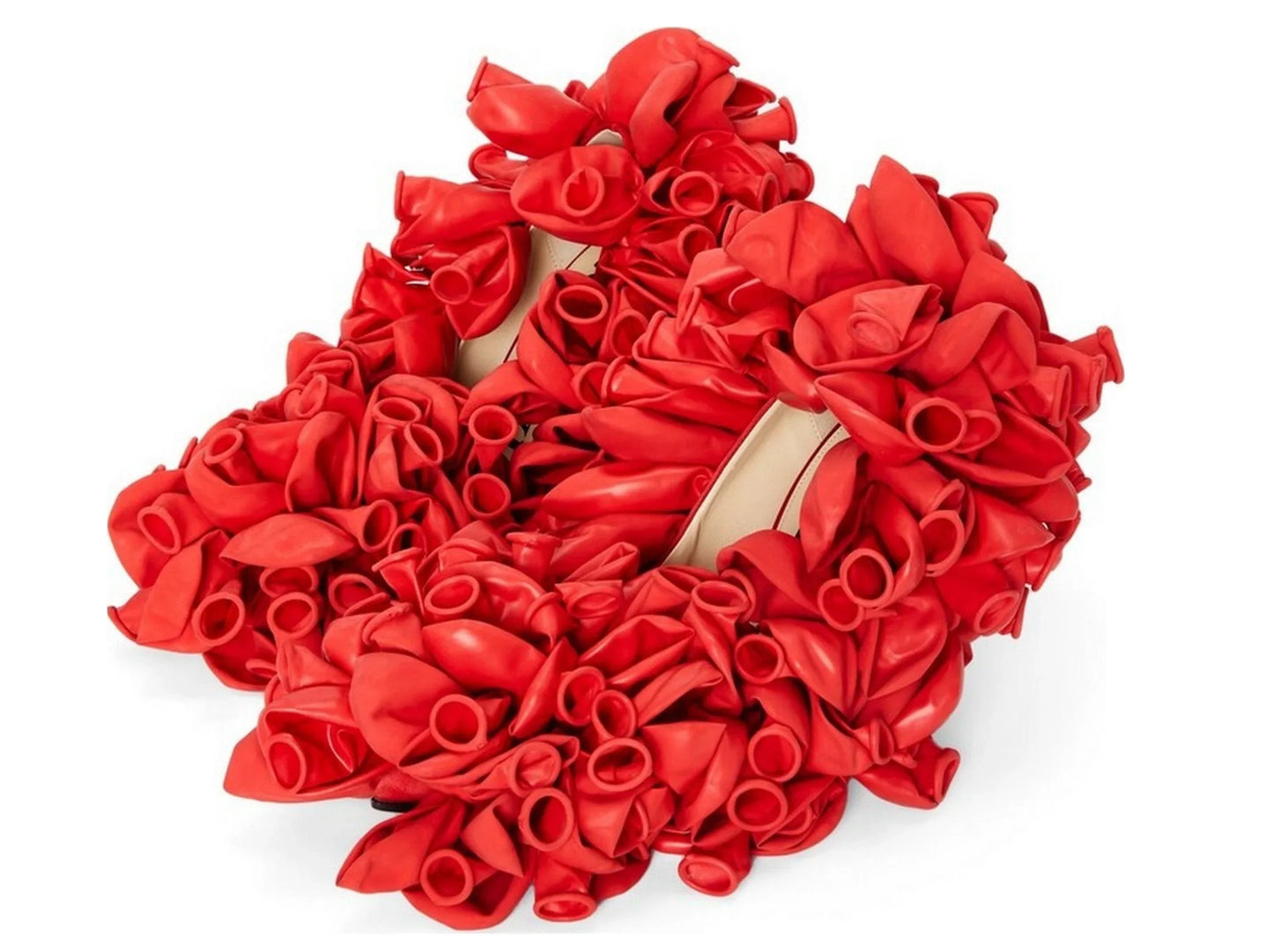 Deflated Balloon-Embellished Pumps - Footwear