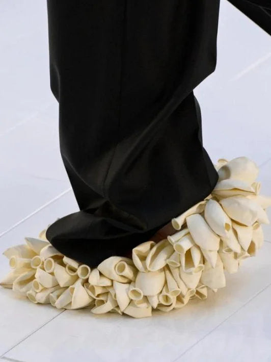 Deflated Balloon-Embellished Pumps - Footwear