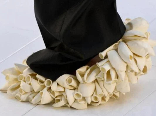 Deflated Balloon-Embellished Pumps - Footwear