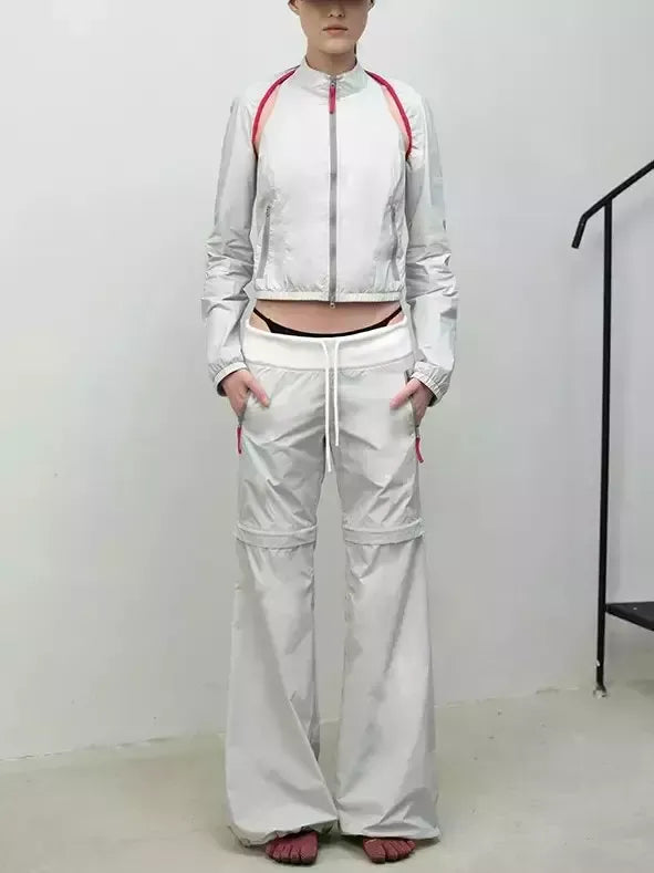 Detachable Color-Block Sporty Jacket in Brown - Jackets