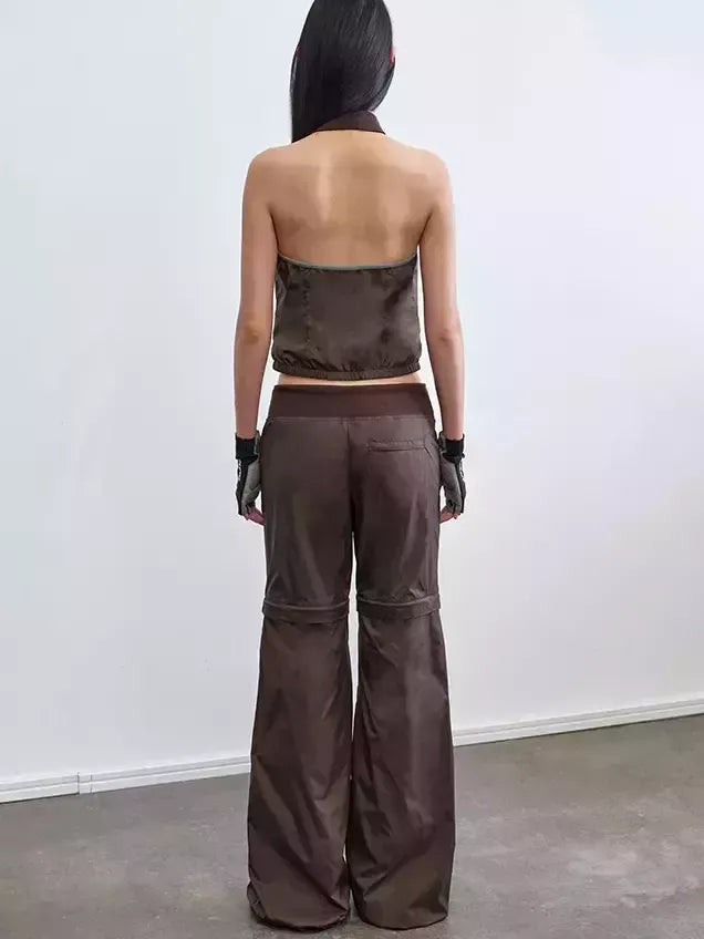 Detachable Color-Block Sporty Jacket in Brown - Jackets