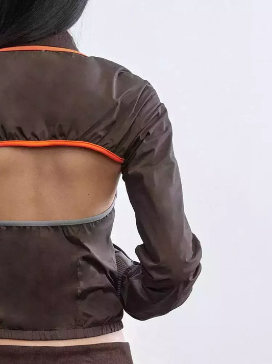 Detachable Color-Block Sporty Jacket in Brown - Jackets