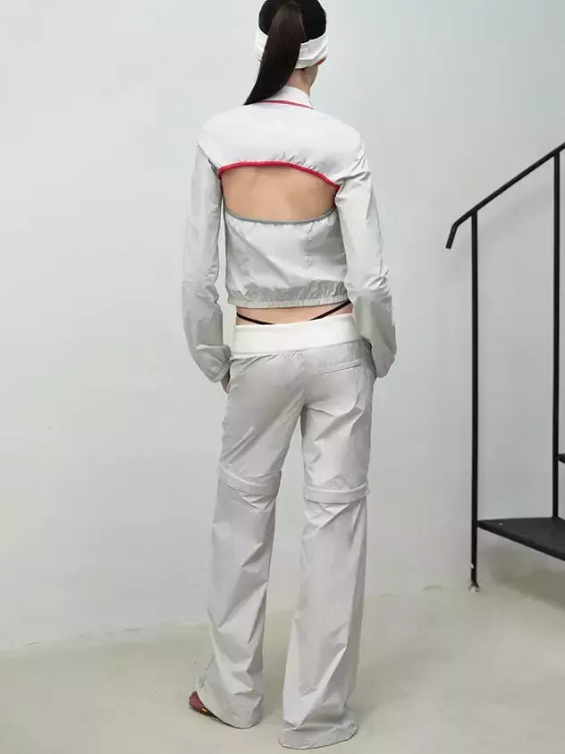 Detachable Color-Block Sporty Jacket in Brown - Jackets